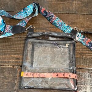 Clear Crossbody Stadium Bag with Colorful Strap